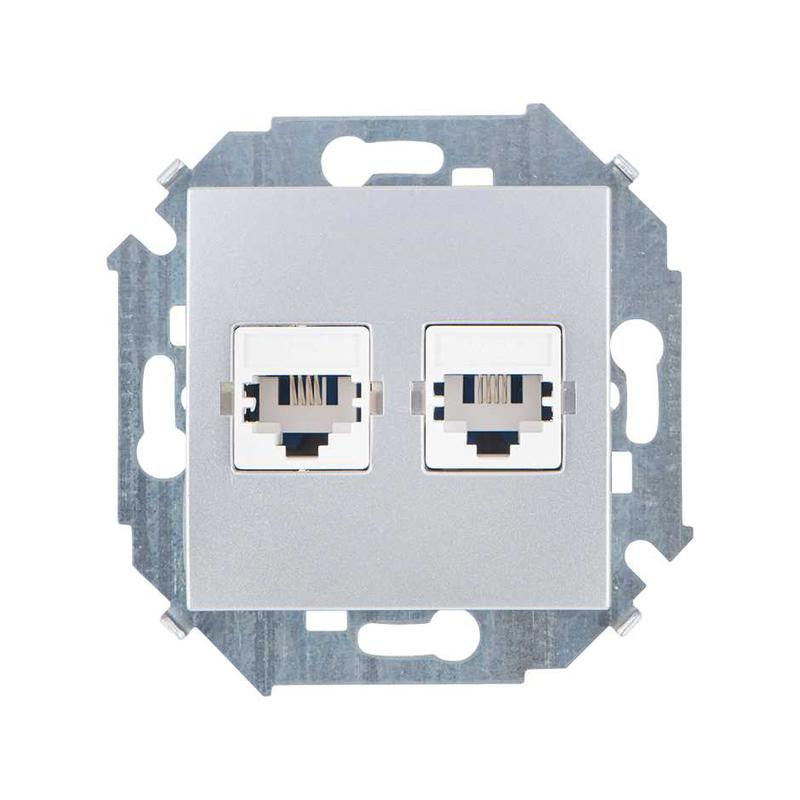 розетка телефонная 2-м simon 15 rj11 винтов. зажим механизм алюм. simon 1591589-033 от BTSprom.by