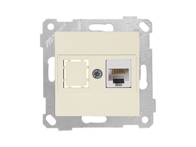 розетка компьютерная 1xrj45 (cat5e, скрытая, без рамки) кремовая, rita, mutlusan 2200 136 0102 от BTSprom.by