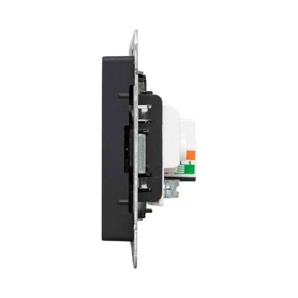  Розетка телевизионная + компьютерная СП Эпика TV + RJ45 кат.5 механизм черн. EKF UP1-SOB-TV+RJ фото в каталоге от BTSprom.by