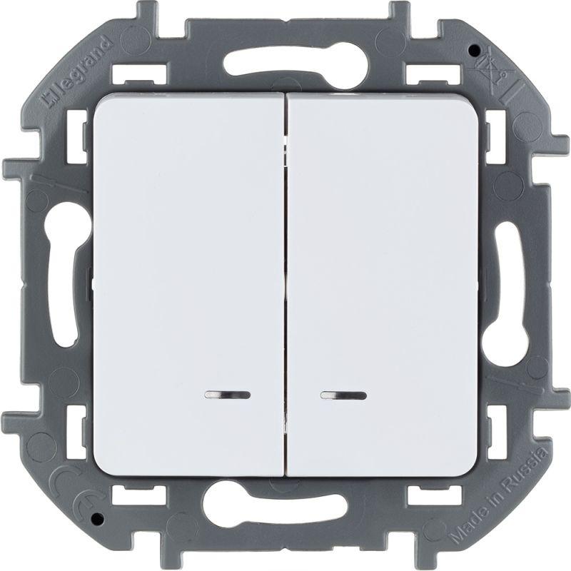 выключатель 2-кл. inspiria 10а ip20 250в 10ax с подсветкой/индикацией механизм бел. leg 673630 от BTSprom.by