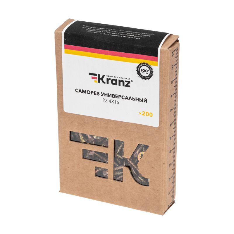  Саморез универсальный 4х16 желт. цинк (уп.200шт) Kranz KR-01-3311-024 фото в каталоге от BTSprom.by