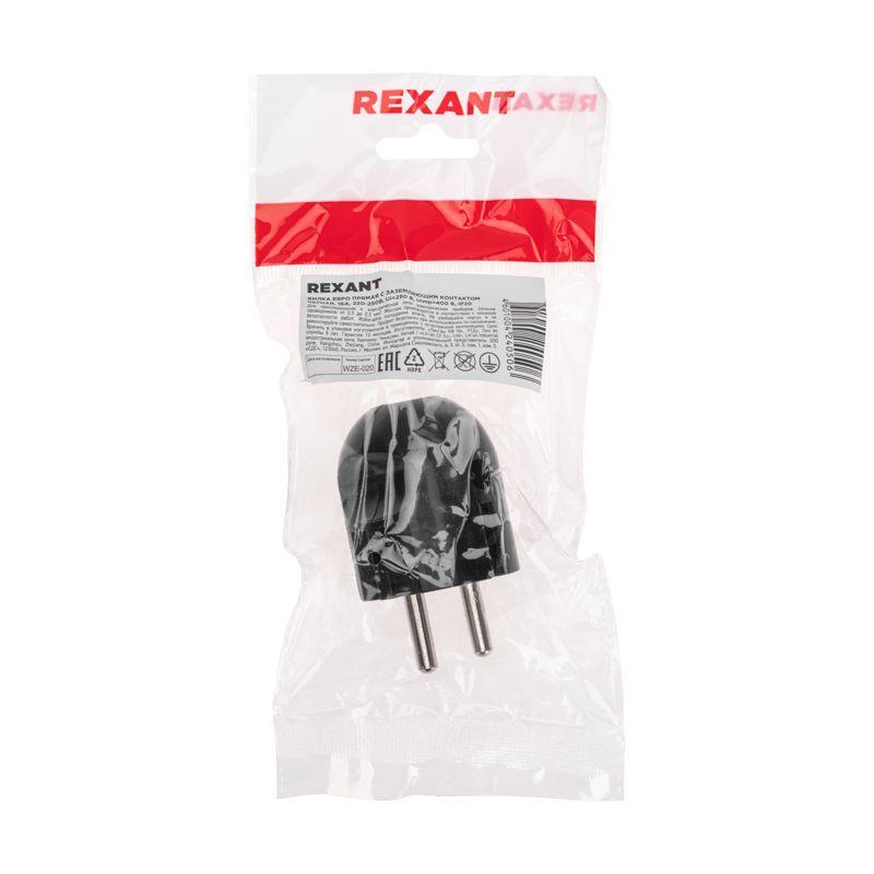  Вилка Евро прямая с з/к 16А черн. Rexant 11-8950 фото в каталоге от BTSprom.by