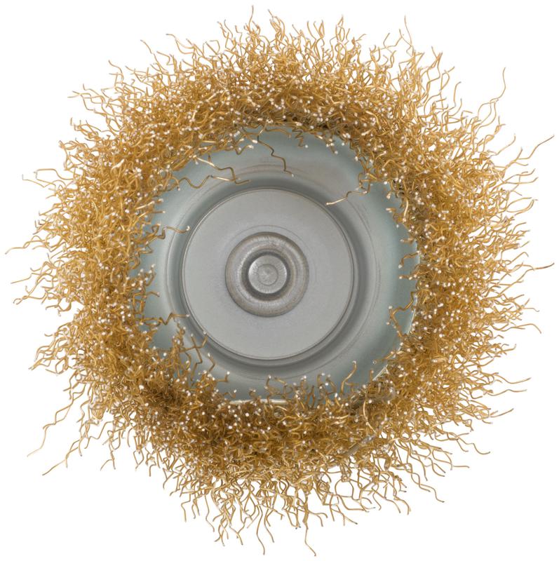  Корщетка чашечная со шпилькой стальная латунированная волнистая проволока 75мм КУРС 38468 фото в каталоге от BTSprom.by