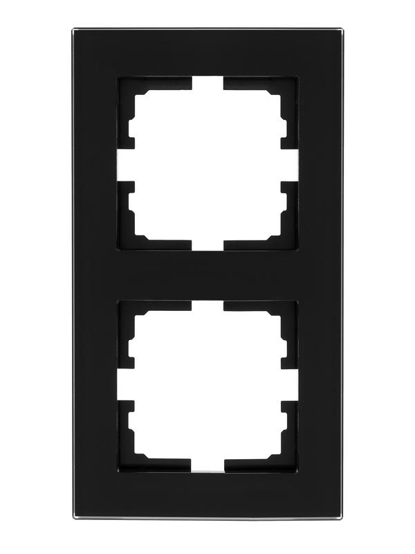  Рамка 2-местн. вертик. VESNA стекло черн. LEZARD 742-5880-152 фото в каталоге от BTSprom.by