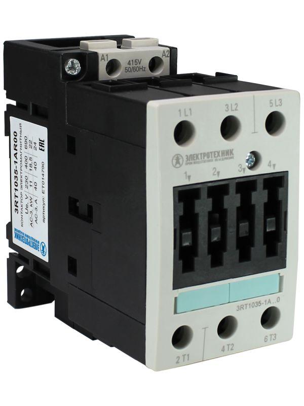 контактор электромагнитный 3rt1035-1ar00 3-пол. 40а ac-3 185квт/400в 415в ac 50гц типоразмер s2 винт. клеммы ip20 электротехник et014790 от BTSprom.by