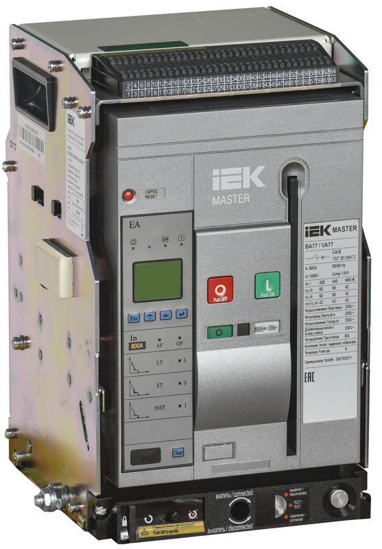 выключатель автоматический воздушный 3п s 800а 65ка ac ва77 w3p ea выдвижн. с комплектом аксессуаров master iek mi-acb10-3ws-065-0800-acf от BTSprom.by