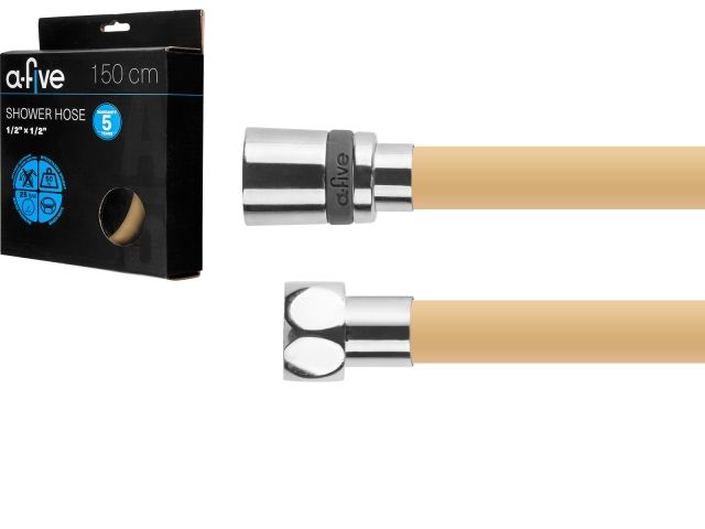 шланг душевой, si, 1/2" г-г 150 см, золото, a-five (гайка латунь (anti-twist), 10 бар) a5-032gld от BTSprom.by
