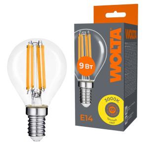 лампа светодиодная filament g45 9вт шар прозрачная 3000к e14 810лм wolta wf-g45-9w3ke14 от BTSprom.by