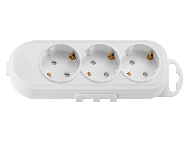 розетка 3-ая переносная (с/з, 16а, 250в, з/ш) белая, bylectrica (с креплением к стене) р16-9166 от BTSprom.by