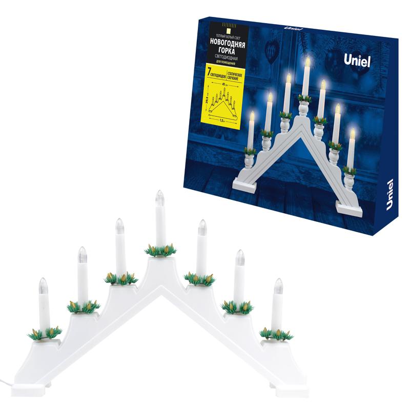 фигура uld-l7101-007/swa warm white ip20 white bridge "новогодняя горка" 39.5х30.5см 7 led корпус бел. пластик uniel ul-00008669 от BTSprom.by