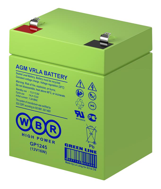 аккумулятор 12в 4а.ч wbr gp1245 (12v16w) wbr от BTSprom.by
