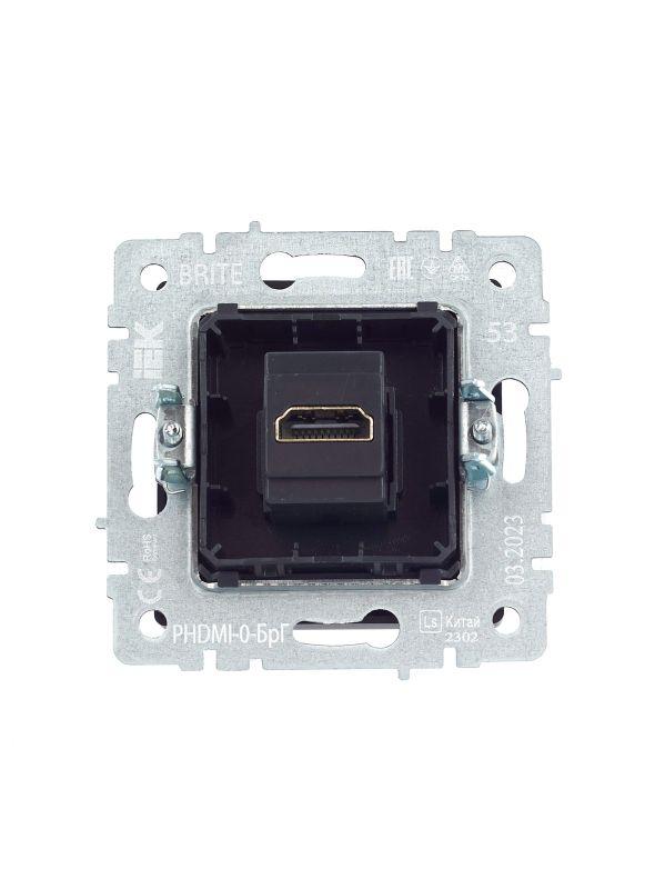  Розетка СП BRITE HDMI РHDMI-0-БрГ механизм графит IEK BR-H10-K53 фото в каталоге от BTSprom.by
