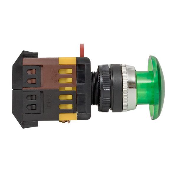  Кнопка "Грибок" AELA-22 NO+NC 380В с подсветкой зел. PROxima EKF pbn-aela-1g-380 фото в каталоге от BTSprom.by