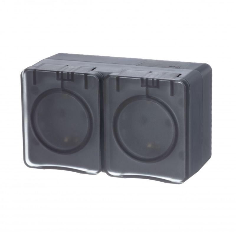 розетка 2-м оп atlasdesign profi 16а ip54 заземл. защ. шторки антрацит se atn544026 от BTSprom.by