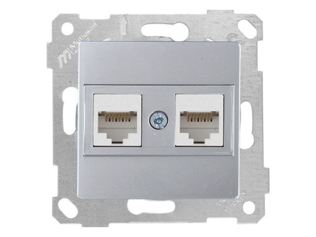 розетка компьютерная 2xrj45 (cat6, скрытая, без рамки) серебро, rita, mutlusan 2200 141 0182 от BTSprom.by