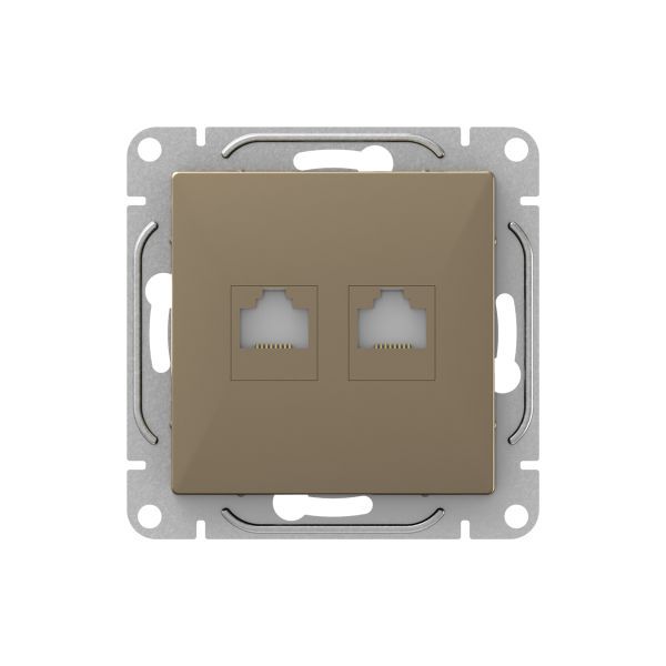 розетка компьютерная 2-м сп эпика rj45 кат.5 механизм шампань ekf up1-soc-2rj45-5 от BTSprom.by