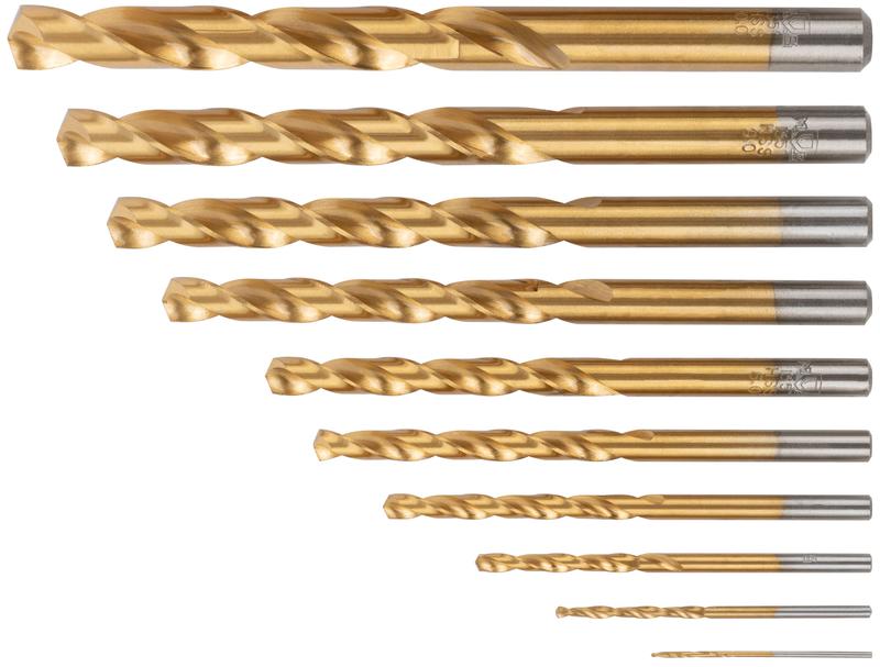  Набор сверл по металлу HSS шлифованные титановое покрытие угол заточки 135град. пласт. кейс 10шт (1-2-3-4-5-6-7-8-9-10мм) MOS 35733М фото в каталоге от BTSprom.by