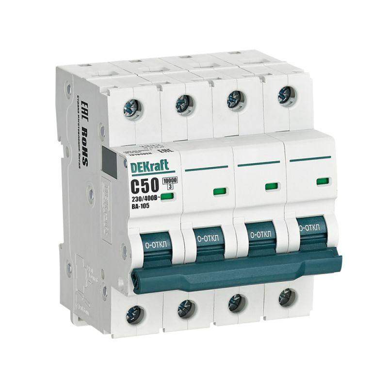 выключатель автоматический модульный 4п c 50а 10ка ва-105 dekraft 13194dek от BTSprom.by