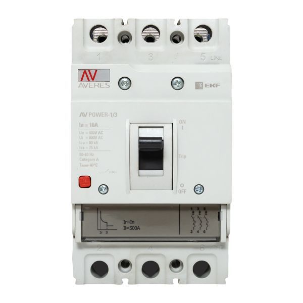  Выключатель автоматический 16А 80кА AV POWER-1/3 TR AVERES EKF mccb-13-16H-TR-av фото в каталоге от BTSprom.by