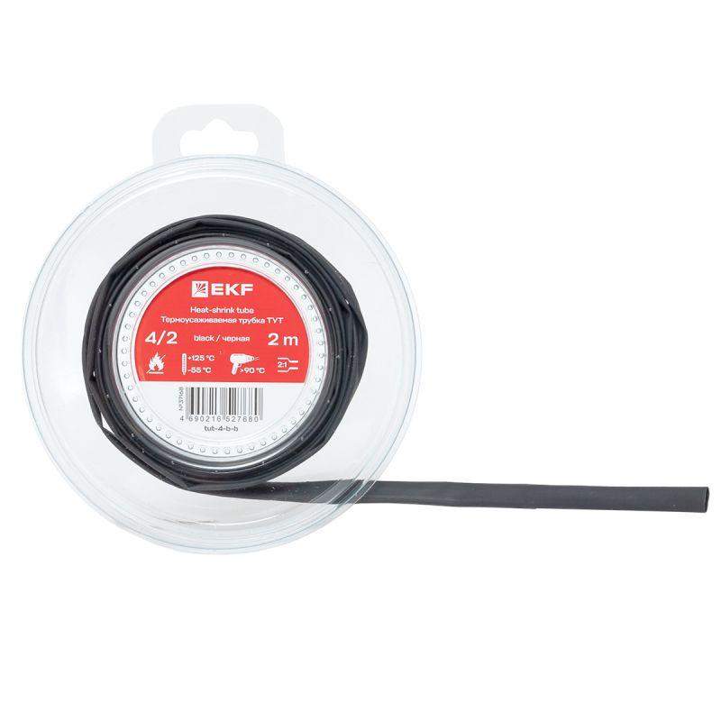  Трубка термоусадочная ТУТ нг 4/2 черн. ролик 2 м EKF tut-4-b-b фото в каталоге от BTSprom.by