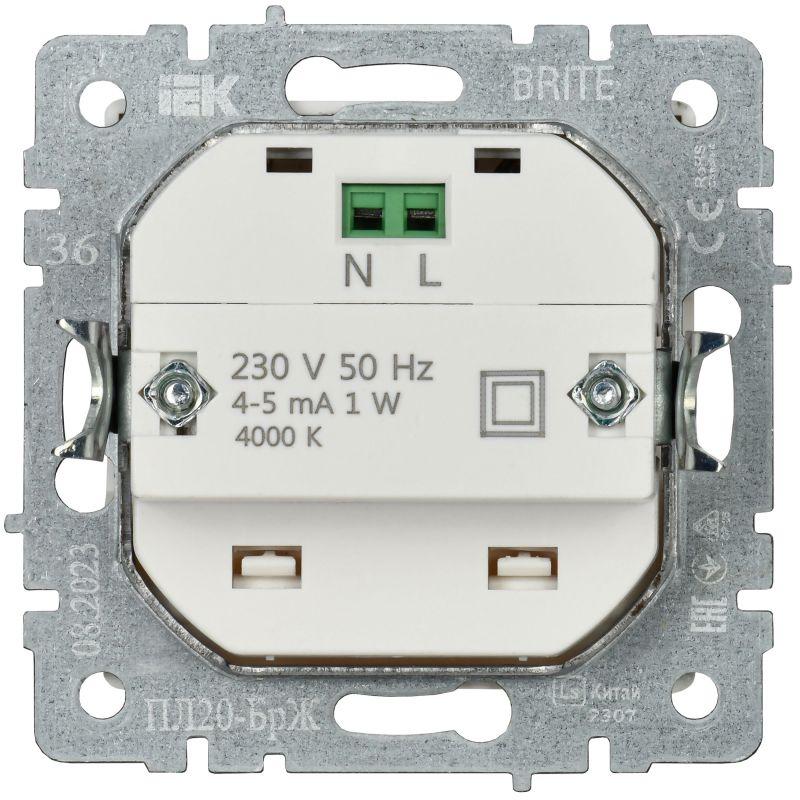  Подсветка светодиодная BRITE встраив. ПЛ20-БрЖ механизм жемчуж. IEK BR-FL20-K36 фото в каталоге от BTSprom.by