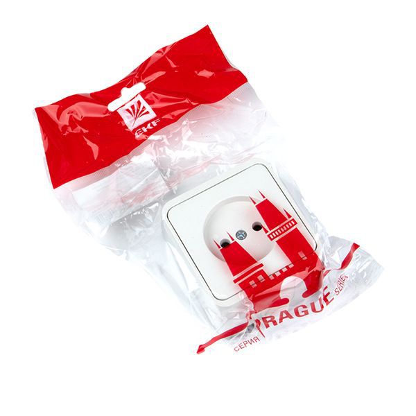  Розетка 1-м ОП Прага 10А IP44 без заземл. бел. EKF EKR10-022-10-44 фото в каталоге от BTSprom.by