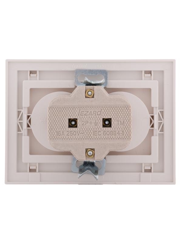  Розетка 2-м СП Rain 16А IP20 без заземл. керамика жемчуж./бел. метал. LEZARD 703-3030-128 фото в каталоге от BTSprom.by