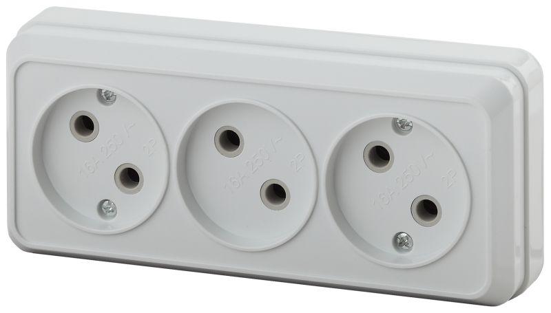 розетка 3-м оп quadro 2-205-01 16а ip20 250в 3х2p бел. intro б0053809 от BTSprom.by