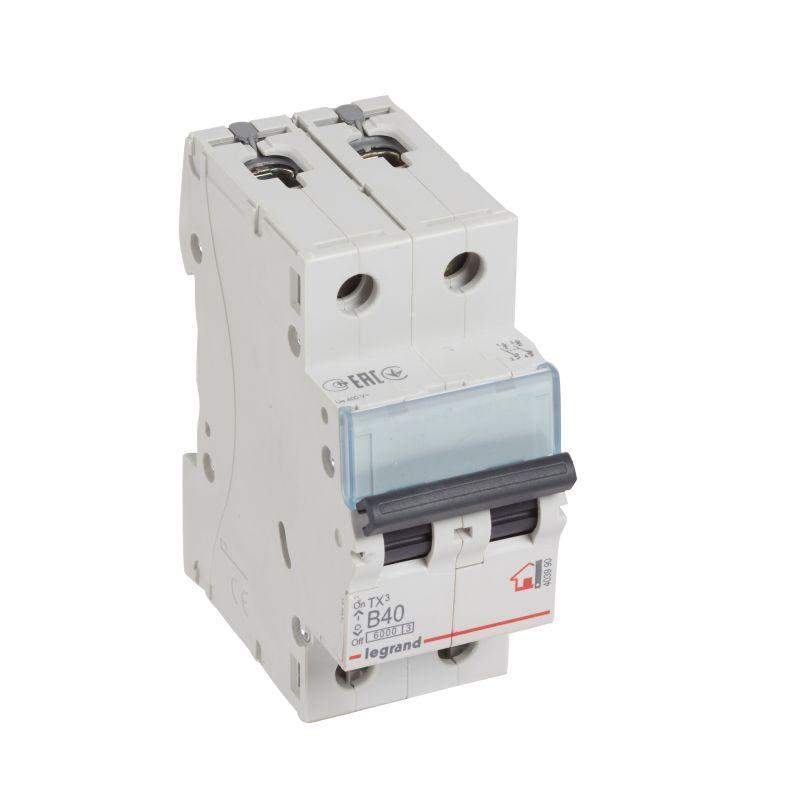  Выключатель автоматический модульный 2п B 40А 6кА TX3 6000 2мод. 230/400В Leg 403990 фото в каталоге от BTSprom.by