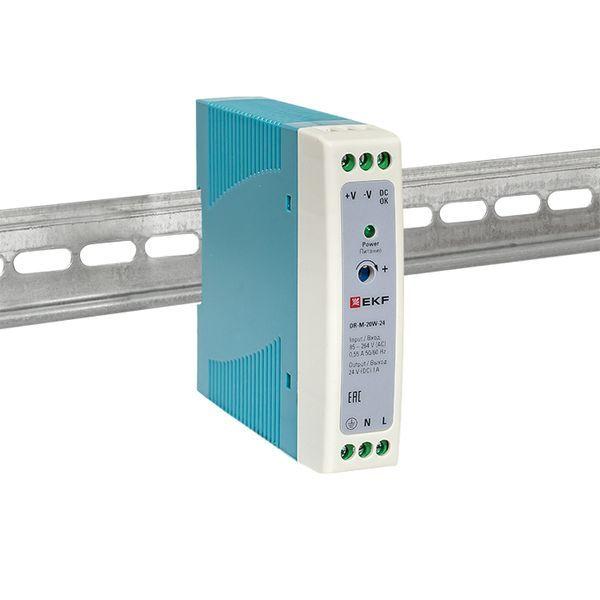  Блок питания на DIN-рейку 20Вт Uвх ~ 220В AC m Uвых - 24В DC постоянного тока EKF DR-M-20W-24 фото в каталоге от BTSprom.by