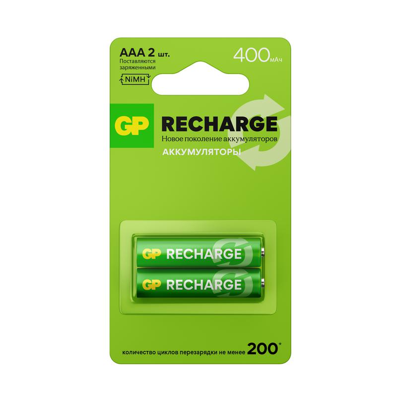 аккумулятор aaa/hr03 recharge 1.2в 400ма.ч (блист.2шт) gp 20250 от BTSprom.by
