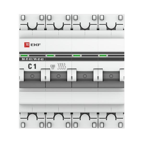  Выключатель автоматический модульный 4п C 1А 4.5кА ВА 47-63 PROxima EKF mcb4763-4-01C-pro фото в каталоге от BTSprom.by
