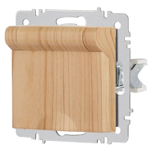  Розетка 1-м СП Accent 6-203-11 16А IP20 250В 2P+E Schuko с крышкой AL/CU сосна Intro Б0063479 фото в каталоге от BTSprom.by