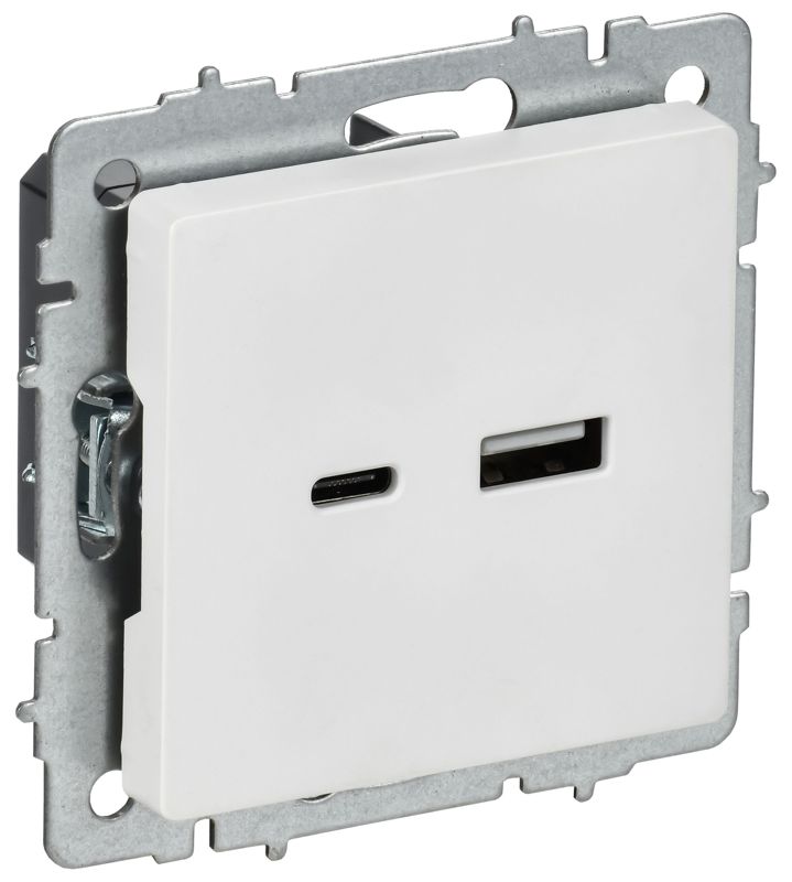 розетка brite рю11-1-браб 18вт usb a+c механизм арктич. бел. iek br-u22-018-k91 от BTSprom.by