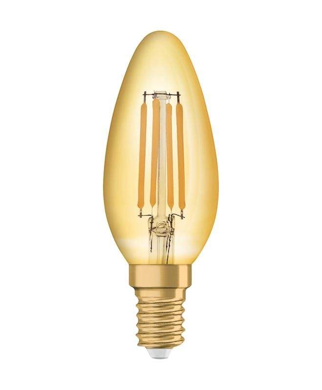 лампа светодиодная филаментная vintage 1906 led cl b fil gold 35 non-dim 4w/825 4вт тепл. бел. e14 (замена 35вт) зол. osram 4058075293434 от BTSprom.by