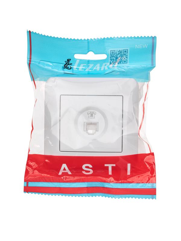  Розетка телефонная евро 1-м СП ASTI IP20 RJ11 в сборе бел. LEZARD 7081-0202-137 фото в каталоге от BTSprom.by