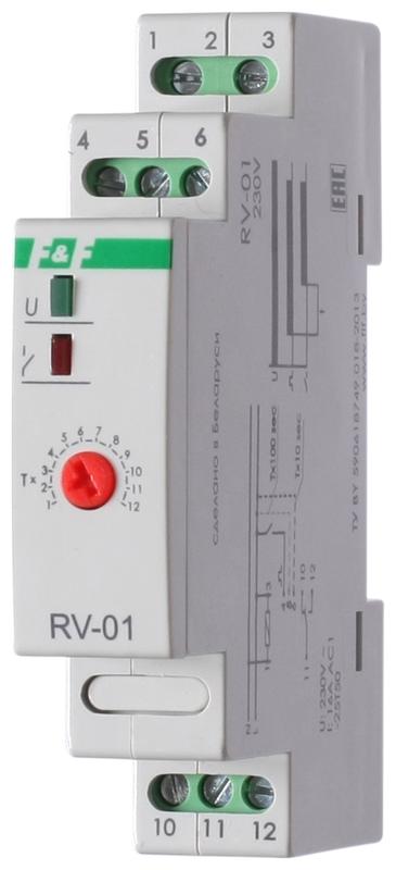 реле времени rv-01 230в 16а задержка включ. 1..1200с 1перекл. ip20 монтаж на din-рейке f&f ea02.001.007 от BTSprom.by