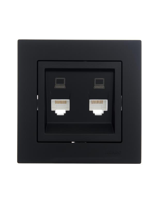  Розетка компьютерная 2-м СП Vesna механизм черн. бархат LEZARD 742-4288-141 фото в каталоге от BTSprom.by