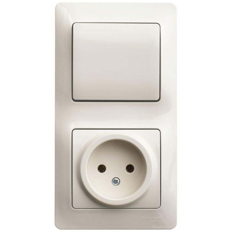 блок комбинированный glossa (розетка + 1-кл. выкл.) беж. se gsl000260 от BTSprom.by