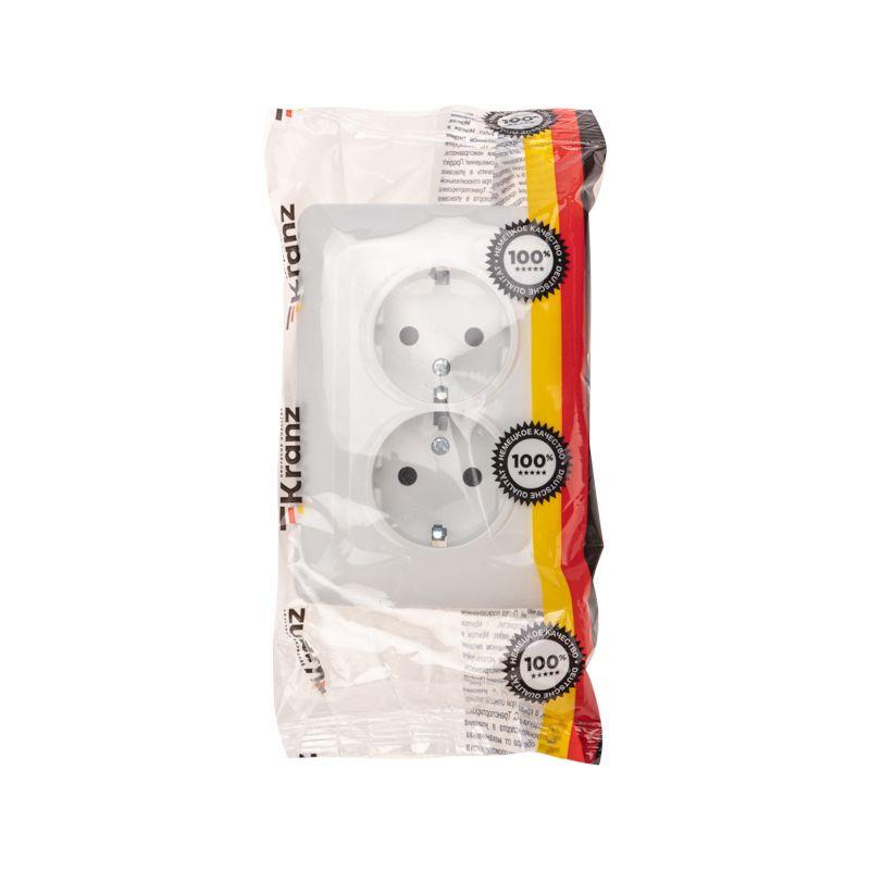  Розетка 2-м СП 16А DEA керамика с заземл. бел. Kranz KR-78-0220 фото в каталоге от BTSprom.by