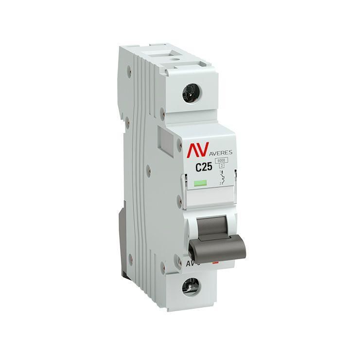 выключатель автоматический модульный 1п c 25а 6ка av-6 averes ekf mcb6-1-25c-av от BTSprom.by