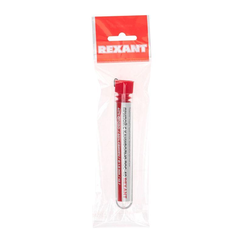  Припой с канифолью ПОС-40 10г d1.0мм (Sn40 Pb60) колба Rexant 09-3100 фото в каталоге от BTSprom.by