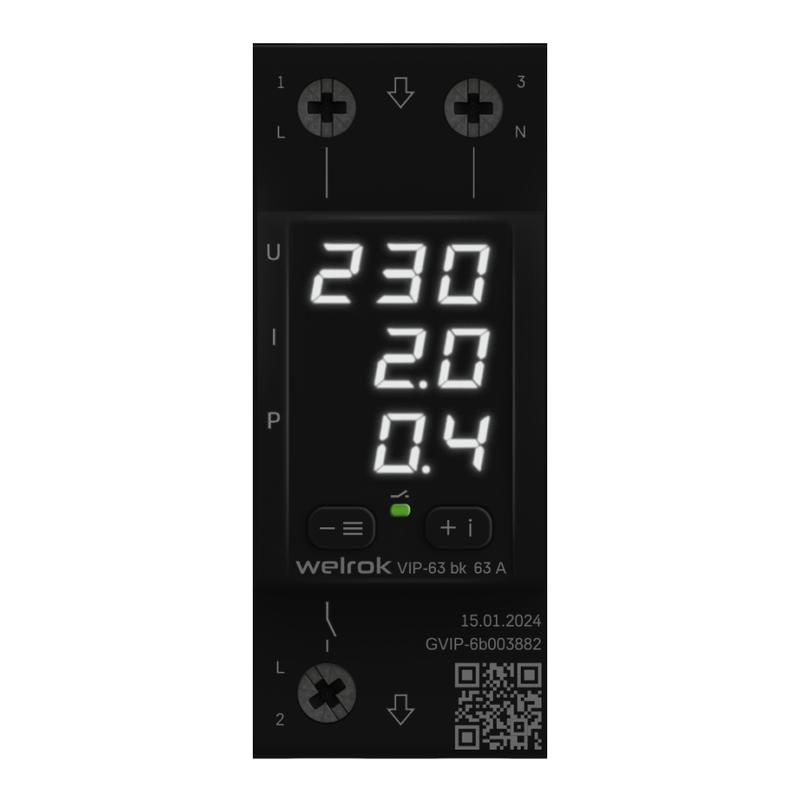 реле напряжения vip-63 bk welrok 4660251140663 от BTSprom.by