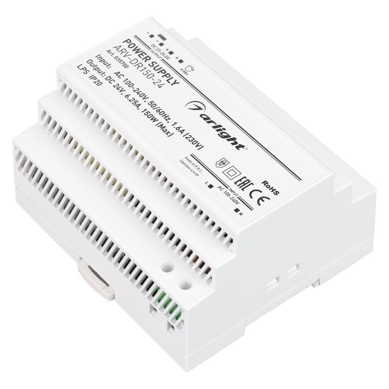 блок питания arv-dr150-24 150вт 24в 6.25а ip20 din-рейка arlight 035700 от BTSprom.by