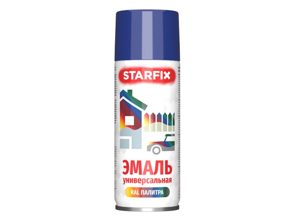 краска-эмаль аэроз. универсальная синий темный starfix 520мл (5002) (ультрамарин, глянцевая) sm-99030-1 от BTSprom.by