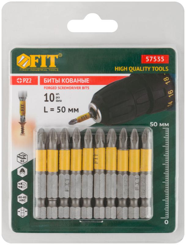  Бита кованая сталь S2 односторон. 50мм PZ2 Профи (блист.10шт) FIT 57535 фото в каталоге от BTSprom.by