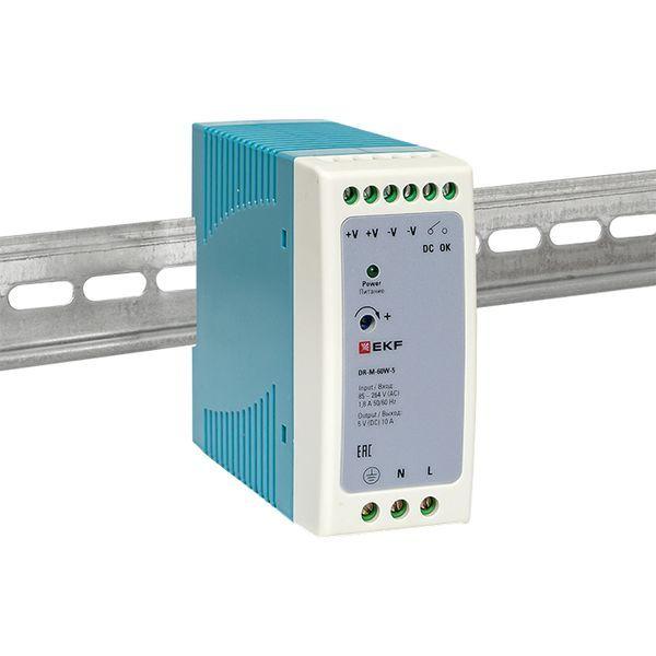  Блок питания на дин рейку 60Вт Uвх 260В AC m Uвых 5В DC постоянного тока EKF DR-M-60W-5 фото в каталоге от BTSprom.by