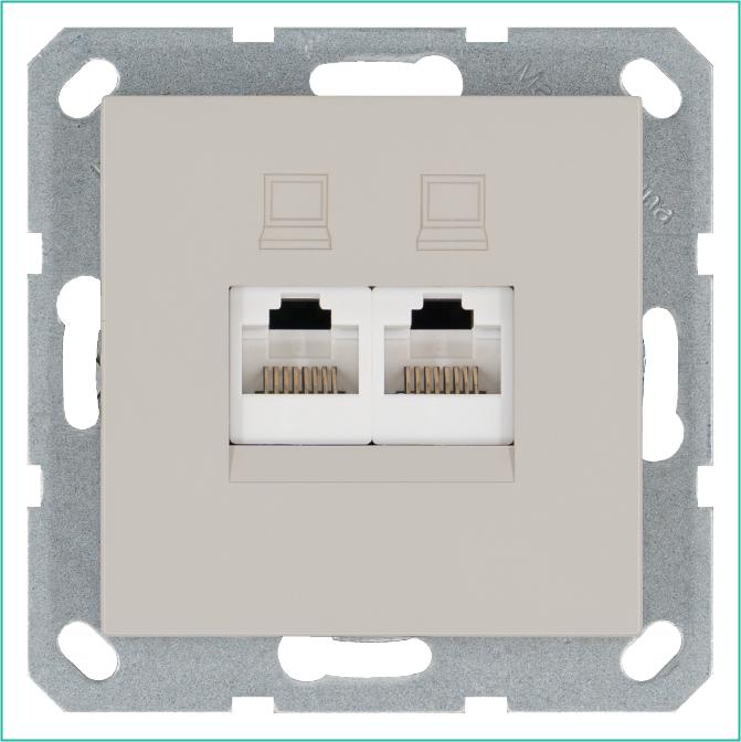 розетка компьютерная 2-м rj45 ip20 кат. 6 механизм тауп jasmart g6108t от BTSprom.by