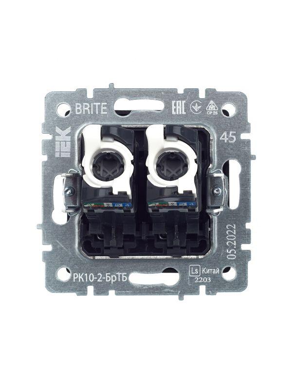  Розетка компьютерная 2-м СП BRITE RJ45 кат.5E РК10-2-БрТБ механизм бронза IEK BR-K20-1-K45 фото в каталоге от BTSprom.by