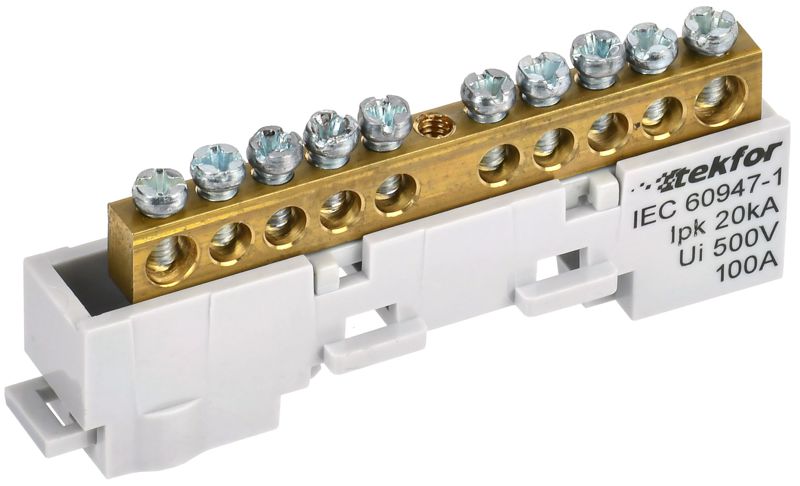 шина l "фаза" неизол. на универс. держ. 6х9-10-ср tekfor iek tf-nn10-10-dl-k03 от BTSprom.by